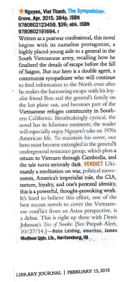 SYMPATHIZER Starred Library Journal Feb 15 2015 cropped